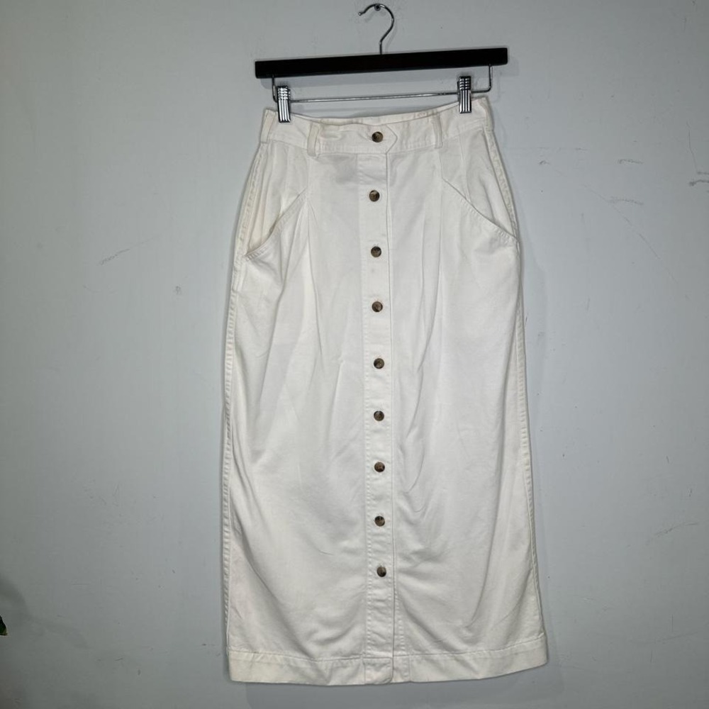 Coastal Grandmother White Cotton Vintage Midi Skirt Woolrich Size 8 SMALL/MEDIUM